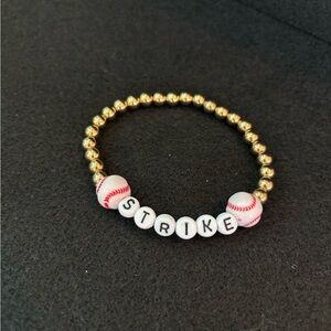 Gold Baseball Bead Bracelet for Kids
